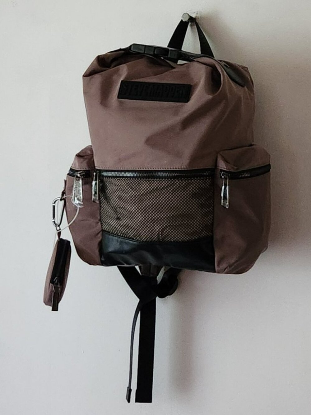 Steve Madden Taupe and Black full size Nylon Backpack NWOT